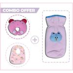Chinmay Kids Combo of Cotton Baby Pillow/Head Shaping Neck Support Pilow, Waterproof Baby Cotton Bib & Velvet Baby Milk Bottle Cover (Pink + Pink + Pink)