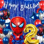 House of Banter Spiderman Theme Birthday Decorations for Boys, Kids Party, Girls - 2nd Birthday Celebrations-Cartoon Birthday Decorations, Spiderman Birthday Party Supplies