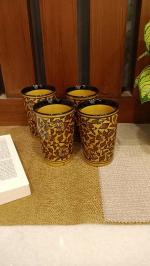 Caffeine Ceramic Handmade Brown Sehra Water Glass (300ml) Set of 4