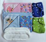 Maalove Combo of Baby Bath Towel with Waterproof Mattress Protector Sheet Pink Blue 2 units and Cloth Diapers Green Blue with White Pads Pack of 2