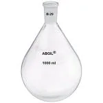 ABGIL Borosilicate Glass Pear Shaped Recovery Flask Single Neck Round Bottom (1000ml) Compatible For Rotary Vacuum Evaporator Joint Size B-29 (2932)