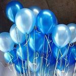 AMFIN (Pack of 100) 10 Inch Light Blue & Blue Metallic Balloons with Matching Ribbon for Decoration,Balloon for Birthday Decor/Anniversary/Party/Baby Shower/Party/Home Decor
