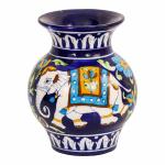 Aditya Blue Art Pottery Handmade Ceramic Decorative Vase Elephant Design (4 Inches)