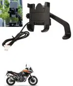 Znee Smart Aluminum bike mobile holder With Charger For 1050 Adventure Bike Mobile Holder  (Black)