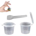 Aumni Crafts Small Polypropylene Plastic Containers With Spoon (Set of 50, Capacity 25 ML) 3.8x3 CM (1.5x1.2 Inch) Leak Proof With Lid For Ketchup Sauce Jam Cream Sampling