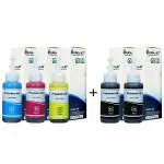 DURA-JET T664 Ink for Epson L130, L360, L380, L361, L565, L210, L220, L310, L350, L355, L365, L385, L405, L455, L485, L550, L555, L605, L1300 Printer Ink (C/M/Y + 2 PCS Black Set)- 503647