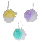 MAPPERZ Bath Shower Loofah Sponge Pouf/ Body Scrubber/ Round Loofah for Men and Women (Pack of 3)