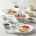 Larah by Borosil Galaxy Fauna Opalware Dinner Set Set, Opal Glass Dinner Plates & Bowls, Crockery Set for Dining, 17 pcs