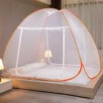 Evafly Mosquito Net for Double Bed King Size Foldable Machardani Polyester - Orange