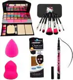 Lenon 6155 Makeup Kit & Black Kitty Brush Set & Charcoal Mask & 2 Sponge Puff With 36 (10 Items in the set)