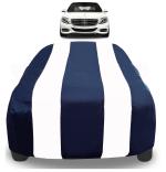 Auto Hub Car Cover Compatible with S-Class with Mirror Pockets, Triple Stitched, Water Resistant Car Body Cover, Navy, White