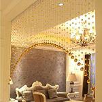 NP Plastic Ark Door & Window Strings Bead Hanging Curtain, Height-1 Meter, Golden, Pack of 20