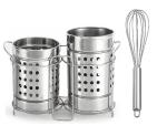 BLUE WONDER Stainless Steel Twin Cutlery Holder Racks With Stainless Steel Whisk ,Steel Egg Beater and (Multicolour, Pack of 2)
