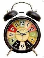 Inditradition Twin Bell Table Alarm Clock for Home & Office | Retro Vintage Look Analog Clock, 4 Inches (Matt Black)