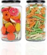 JIGSHTIAL Airtight Black Glass Grocery Container 1000 ml (pack of 2)