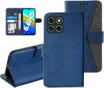 Autofocus Faux Leather Back Case Flip Cover for Infinix Smart 6 HD with ID Card Slot | Foldable Stand | 2 Card Slot | 1 Cash Slot | Magnetic Closure - Executive Blue, 23811