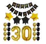 Festiko 30th Birthday Party Decor Gifts For Men Women Happy Birthday Black Banner Balloons Perfect 30 Years Old Party Supplies