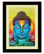 ArtX Multicolor Lord Buddha Watercolor Wall Art Painting