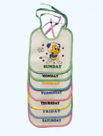 Maalove 7 Day Washable Cotton Button Baby Bibs Multicolor Pack of 7