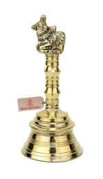 Spherulemuster Brass Nandi Face Puja Ghanti,Gold (50 x 55 x 115 ml)