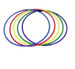 Fitfix Yellow, Blue, Red, Violet, Green Plastic Welded Hula Hoop For Exercise, Fitness, 18 Inch Diameter (Pack Of 5)