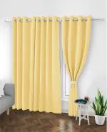 TopDrapes Room Darkening Blackout Window Solid Curtain with Tie Back 5 feet 1 Pcs ( Beige Colour )