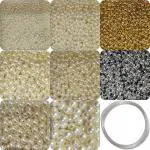 INDIKONB 3100 pcs Beads 9 in 1 Moti for Jewelry Making (Includes Pearl Motis of Size 3, 4, 5, 6, 8, 10 mm + Silver and Gold Bead) | Pearl Beads for Jewellery, Embroidery Work, and Craft |M6 - Cream|