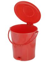 Kuber Industries Red Plastic Dustbin Garbage Bin With Handle