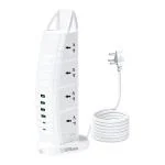 EMBOX 3000W Sailboat Tower Extension Board with USB A and USB C Port-Power Strip with Master Switch and Safety Shutter-Multi Plug Socket with 8 Universal Sockets + 4 USB Port + 2 Type C