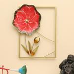 vedas Multicolour Metal Rectangular Tori Flowers Wall Frame, Wall Art Sculpture for Living Room Bedroom, Hotel Office Home Decor (Size: 15 X 17.5 Inches)