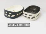 CSM White Grey Plastic Soap Case (Set of 2)