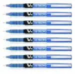 Pilot Hi-Tecpoint V5 Extra Fine Point Liquid Ink Pen | Tip Size - 0.5 MM | Unique Dimple Tip Technology | Ink Colour - Blue | Pack of 8