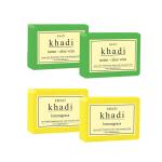 SWATI KHADI Organic Natural Herbal Neem Aloevera And Lemongrass Soap For Glowing Skin And Body, 125 G (Pack Of 4)