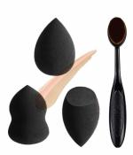 Doucce 3+1 Pcs Makeup Sponge Set with Foundation Brush, Foundation Beauty Blender for Liquid Cream and Powder, Professional Beauty Blender Sponge & Foundation Brush-Multicolored