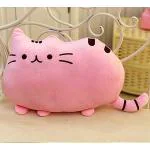 The Purple Tree Velvet Cute Cat Cushion, 15 X17 Inch, Pink, 1 Piece