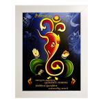 Indianara Multicolor Engineered Wood Lord Ganesha Painting 25.4*33*1 cm