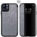 SOFTY Business Class FLIP Book CASE Cover for Apple iPhone 11 /Front Half Clear Window for Apple iPhone 11 6.1'' - GREY
