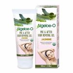 Algeloe- O Pre & After Hair Removal Gel for Women with Certified & Organic Aloe vera for Smooth Pre & Post Waxing Experience, Soothes & Calms Skin Post Hair Removal with Fresh Jasmine Fragrance-100 ML