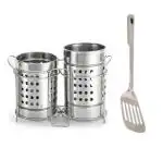 BLUE WONDER Stainless Steel Twin Cutlery Holder Racks With Stainless Steel Pure Egg Palta Spoons and (Multicolour, Pack of 2)