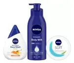 NIVEA Lotion, Body Milk 400 ml, Milk Delights Honey, Face wash 100 ml and Soft Light Cream, 50ml (Pack of-3)