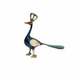 Akriti Brass Art Wares Brass Peacock Statue Antique showpiece , L*B*H - 17CM*4CM*14CM Made in India, blue and green