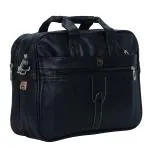 Teo 16 Inch Vegan Leather Laptop Briefcase Large Satchel Shoulder Bag -Black