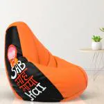 Biggie Bean Bag - Size : XL - 3D Printed Teardrop Bean Bags - Designed by : DonnaPaula London - Color: Moh Maya - Orange Black - Bean Bag Cover - Best 3D Printed Bean Bag for Living Room - Luxury Bean Bag - Lounge Chair Latest Bean Bag