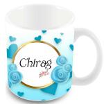 Jiya EnterpriseTuelip White Ceramic Printed Design Of Name Chirag Coffee Mug - 350 ML