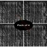 Propsicle 4 pcs 4ftx6ft Black Metallic Tinsel Foil Fringe Curtains Happy Birthday Party, Anniversary, Bachelorette, Baby Shower, Bridal Shower Decoration Item - Pack of 4