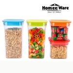 Homee Ware Plastic Air Tight Unbreakable Square Storage Box Container Set of 4