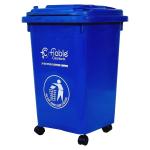Fiable Cleantech 50 Liter Dustbin With Lid | Wheeled Dustbin | Blue Waste Bin | Trash Bin | Large Size Plastic Bin | Outdoor Dustbin - Blue