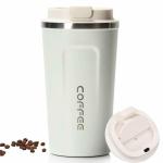 KUNYA 500 ML Stainless Steel Double-Walled Vacuum Insulated Travel Temperature Display Indicator Mug Flask with Leakproof Lid Reusable Coffee Cup Tea and Beer Thermal Travel Coffee Mug White Color
