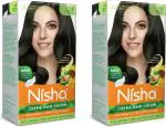 Nisha Creme Hair Color for Women - Natural Black, 120gm, Long-lasting, 100% Grey Coverage Permanent Hair Colour for Soft, Shiny, Healthy Hair (Pack of 2)
