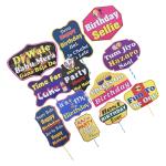 Kuber Industries Party Photo Props | Cardboard Cupcake Picks |Decorations Supplies for Farewell | Birthday Party | Theme Cupcake Topper | 14 Pieces | PP-8038 F | Multicolor